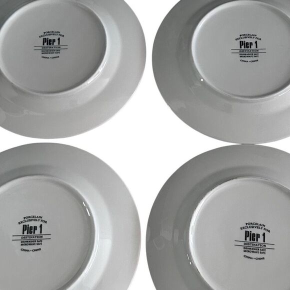 Set Of 4 Pier 1 Destination Multicolor Porcelain Dessert Salad Plates - Picture 4 of 8